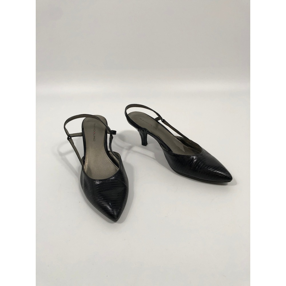 Bandolino Slingback Pointed Toe Kitten Heels Women 7.5 Black 90s Minimalist Chic